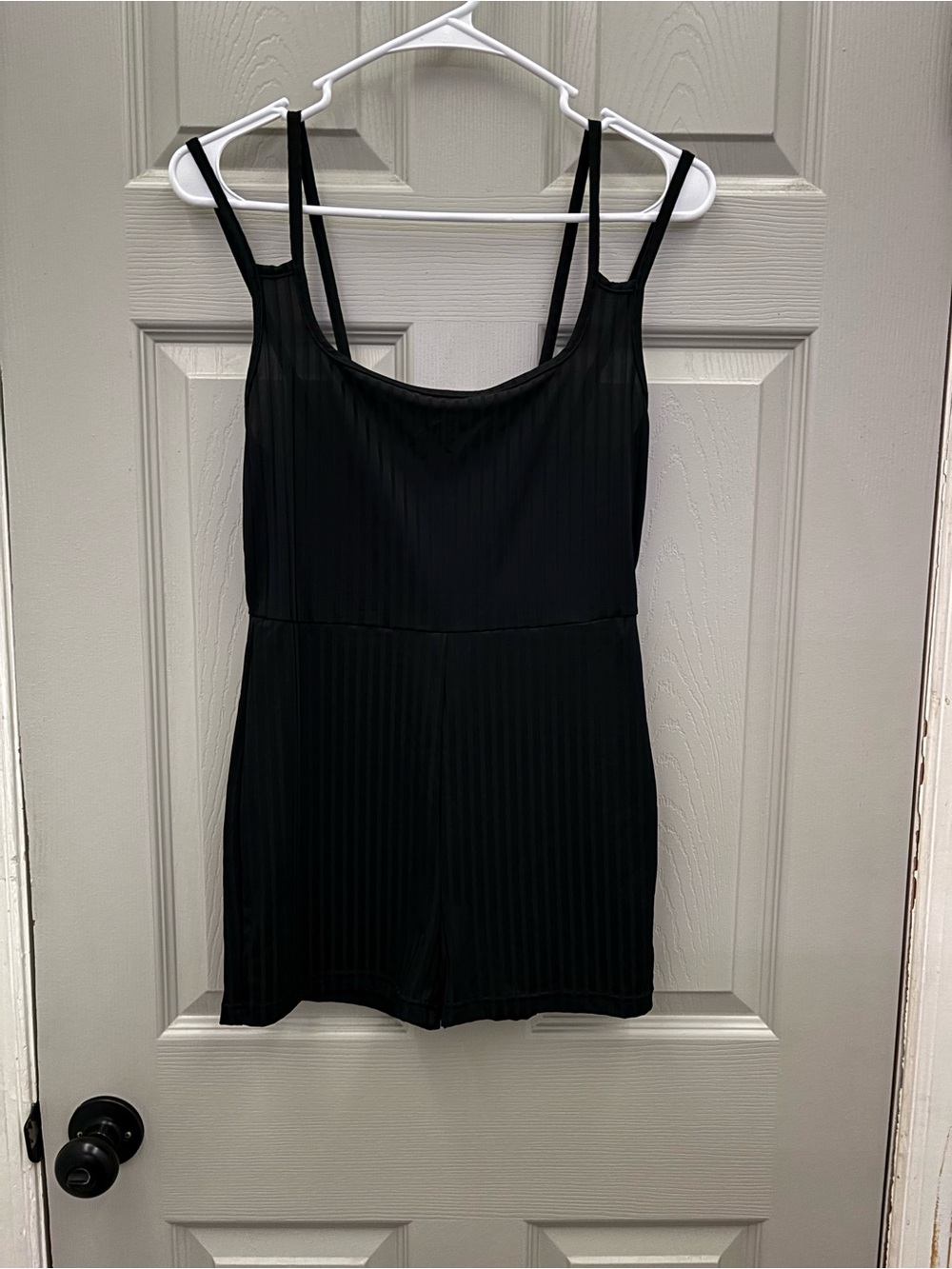 Black Ribbed Sleeveless Romper